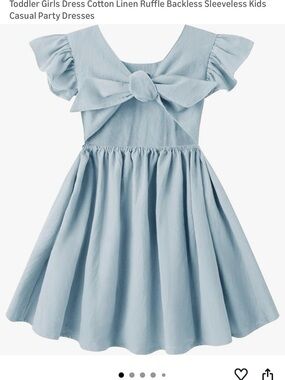 Girls Light Blue Ruffle Bow Back Dress 2T Formal